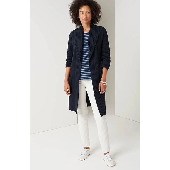 J.JILL | Rib-Textured Open-Front Knit Cardigan Sweater in Navy Blue | XL - Picture 12 of 12